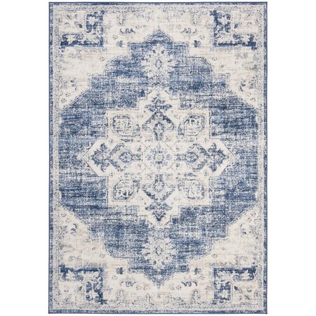 Safavieh Brentwood Power Loomed Medium Rectangle Area Rug Ivory & Navy - 5 ft.-3 in. x 7 ft.-6 in. BNT865A-5